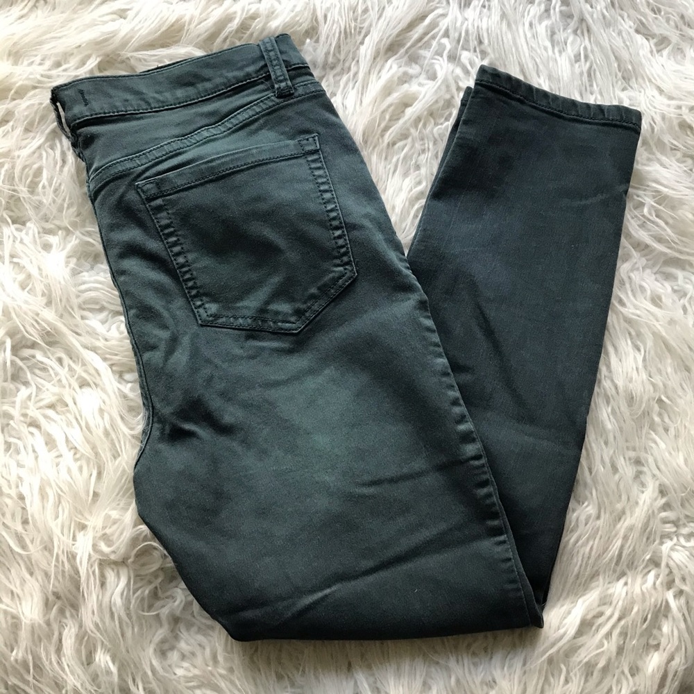 FREE PEOPLE GREEN WASH HIGH RISE SKINNY JEANS